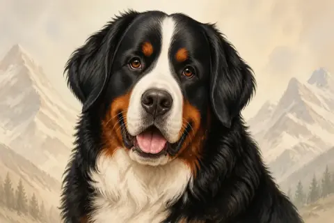 Bernese Mountain Dog breed illustration