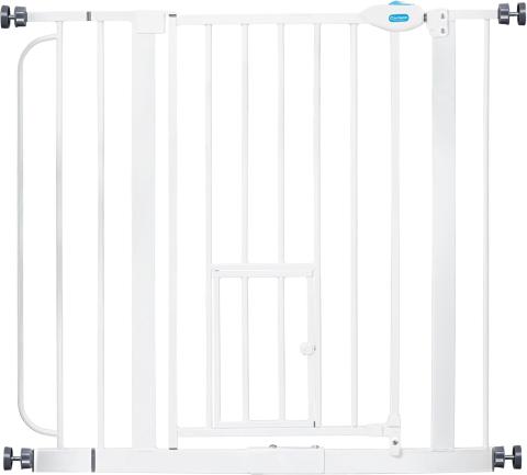 Carlson Extra Wide Walk-Through Pet Gate with Small Pet Door (White)