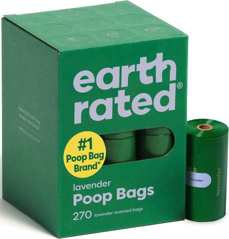 Earth Rated Dog Poop Bags on Refill Rolls (270 Bags, Lavender)