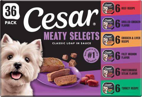 CESAR Classic Loaf in Sauce Meaty Selects Variety Pack (36 ct)