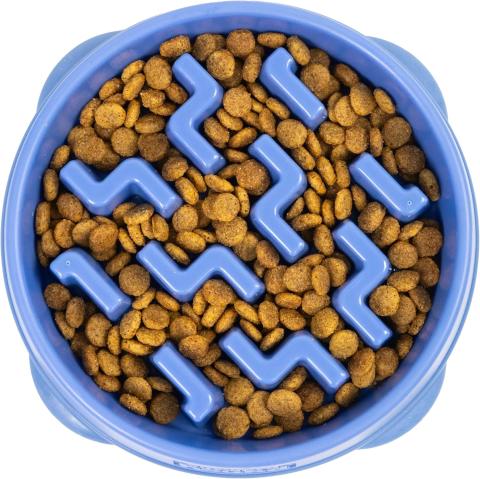 Outward Hound Fun Feeder Slo Bowl (Medium, Blue Notch)