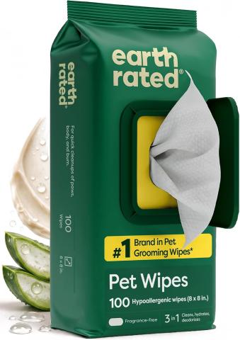 Earth Rated Dog Wipes for Paws & Butt (100 Count, Unscented)