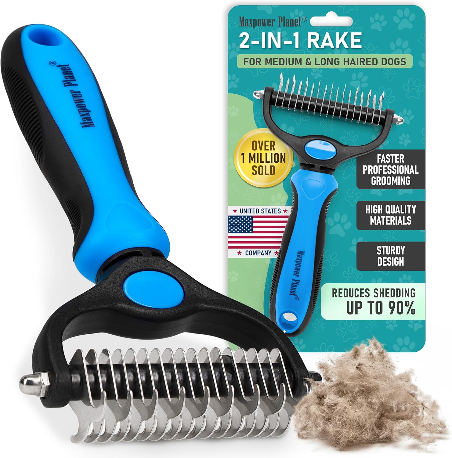 Maxpower Planet Undercoat Deshedding Rake (Blue)