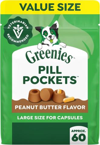 Greenies Pill Pockets Large Dog Treats, Peanut Butter (15.8 oz)