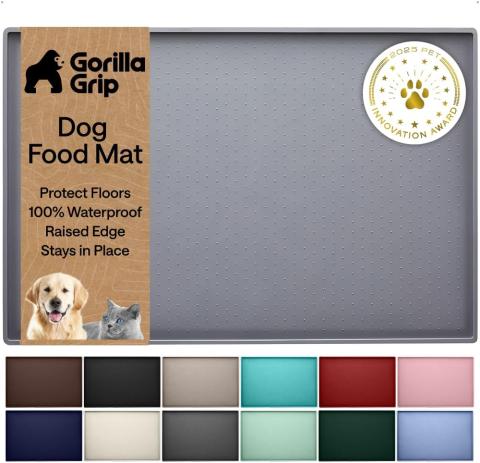 GORILLA GRIP Dog Food Mat (18.5×11.5", Gray)