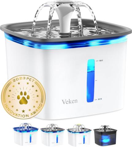 Veken Pet Water Fountain (95 oz / 2.8 L, Gray)