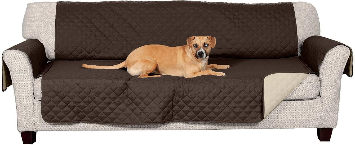Furhaven Water-Resistant Reversible Sofa Cover (Large, Espresso/Clay)