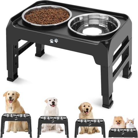 COMESOON Elevated Dog Bowls (4-Height, 50 oz Bowls)